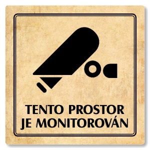 Tento prostor je monitorován, 80x80mm, pergamen, Utah